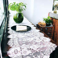 （HOT) ผ้าปูโต๊ะลูกไม้ขนตาสีขาว Wedding White Table Runner 36*300cm