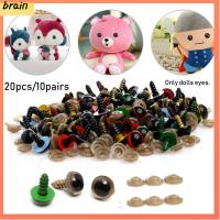 BRAIN 20pcs/10pairs ความปลอดภัย พร้อมเครื่องซักผ้า พลาสติก งานฝีมือตา เครื่องประดับสัตว์หมี ตุ๊กตาคริสตัลอาย ตุ๊กตา DIY เครื่องมือ