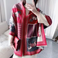 Luxury Winter Cashmere Scarf Women  Design Warm Pashmina Blanket Horse Scarves Female Shawl Wraps Thick Foulard Bufanda