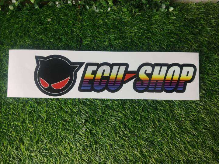 สติ๊กเกอร์-ecu-shop-สีไทเทเนี่ยม-สะท้อนเเสง-sticker-ecu-shop-ติดรถซิ่ง-สติ๊กเกอร์ติดรถ-ติดเเก้มท้ายรถกระบะ-ติดกระจก