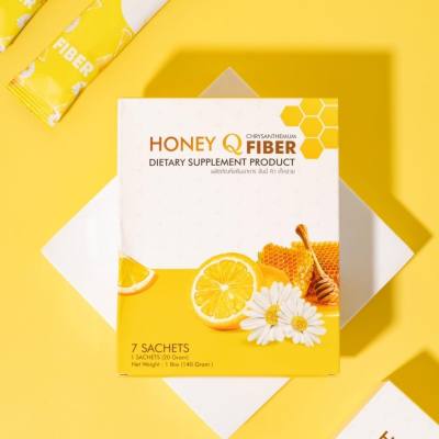 Honey Q Fiber ฮันนี่คิวไฟเบอร์ ดีท็อก เก็กฮวย ชนิดชงดื่ม อาหารเสริมช่วยการขับถ่าย ( 1 กล่อง มี 7 ซอง )