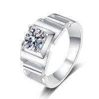 แหวนเงิน AaSterling สำหรับผู้ชาย1กะรัต Moissanite แหวนชายใหญ่สำหรับคู่รัก