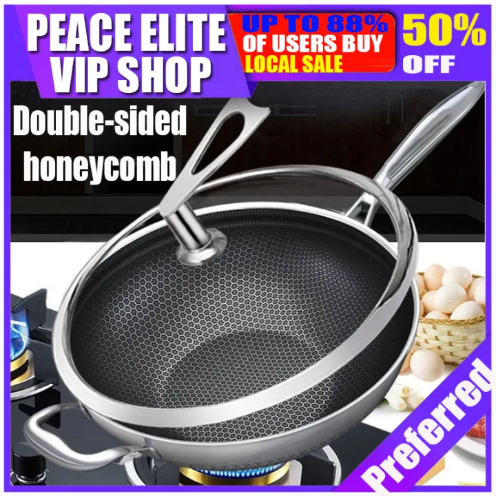 Wok 316 stainless steel wok nonstick pan no oil fume steak