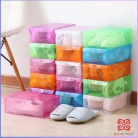 Boloni แผ่นกล่องใส่รองเท้าพลาสติกใส กล่องจัดระเบียบ กล่องรองเท้าพับได้ กล่องรองเท้า Colour Transparent Shoe Box