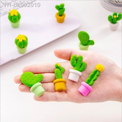 ㍿ 5Pcs/set Potted Cactus Series Rubber Eraser Set Student Gift for Kid Stationery cute eraser