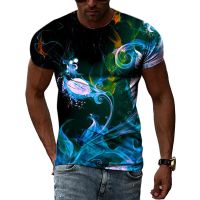 Personality 3D Flames graphic t shirts Men Fashion Casual Cool T shirt Hip Hop Alternative harajuku Print Short Sleeve Tees Tops