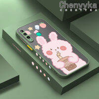 เคส Chenyyka สำหรับ Huawei Y7P เคส P40ไลท์เคสลายการ์ตูนกระต่ายชานมใหม่เคสโทรศัพท์เนื้อแข็งกันกระแทกเคสซิลิโคนแบบนุ่มคลุมทั้งหมดเคสป้องกันเลนส์กล้อง