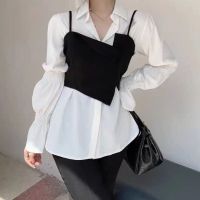 Design Irregular Vest Two Piece Womens Light Mature Style Short Horse Jacket Shirt Set Autumn 2023 New Fashion