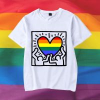 ข้อเสนอพิเศษ เสื้อยืดลายหัวใจสีรุ้ง LGBT ความภูมิใจในเดือนเสื้อยืดเลสเบี้ยนเกย์กะเทยเสื้อ Y2k คนข้ามเพศเสื้อยืดน่ารักขนาดใหญ่S-5XL