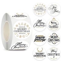 100-500pcs Merry Christmas Stickers Happy New Year Round stickers for Christmas Decor Envelope Seals Gift Box Package stickers Stickers Labels