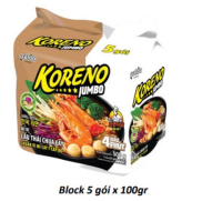 Lốc 5 gói mì Koreno lẩu Thái hương vị chua cay mới