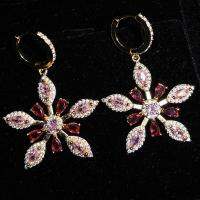 Full Diamond Earrings Wild Snowflake Earrings Color Treasure Jewelry Wholesale 24K Gold Filled Jewelry for Woman