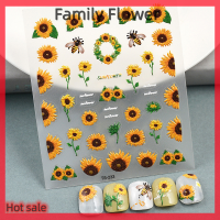 Family Flower Flash Sale เล็บ Art Water Transfer สติ๊กเกอร์รูปลอกสวยทานตะวันเล็บสติ๊กเกอร์สำหรับสาวๆ