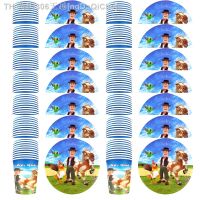 【CW】❄  60pcs/lot Kids Boys Favors Decorate granja de zenon Ranch Design Cups Plates Happy Birthday Events Tableware Set