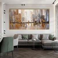 Selling Large Oil Painting Abstract City View Canvas Painting Cuadros Modern Wall Art Work For Room Decor Picture Floral