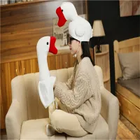 Adult Children White Goose Long Neck Cap Funy Party Plush Carton Animal Hat Cosplay Dress Carnival Costume