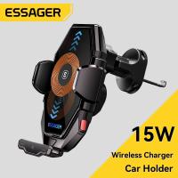 Essager ที่วางโทรศัพท์แดชบอร์ด15W เครื่องชาร์จไร้สาย QI ในรถที่ติดตั้งช่องระบายอากาศอเนกประสงค์สำหรับ Iphone Samsung Xiaomi ชาร์จเร็ว