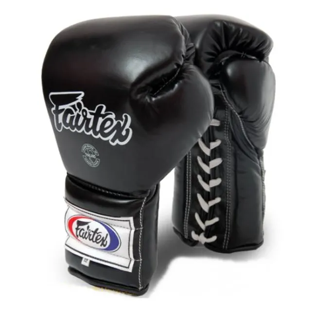 Fairtex Lace up Gloves BGL7 Black ProTraining Gloves Mexican