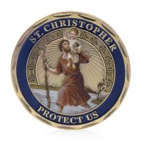 【CC】✣❆  St. Christopher Patron Of Travelers Commemorative Coin Collection Badge Double-sided Embossed