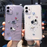 For iPhone 14 Pro Max Cases Catoon Astronaut Clear Phone Case For iPhone 11 12 13 Pro Max XR XS Max 7 8 Plus X Soft Bumper Cover