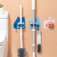 XHLXH Waterproof Plastic Cute Traceless Seamless Punch-free Space Saving Kitchen Bathoom Accessories Broom Hanger Mop Chuck Holder Mop Clip Mop Holder