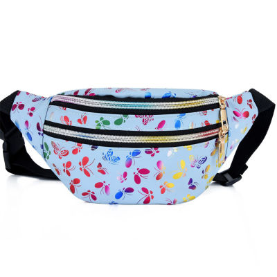 2022 Messenger Double Zipper Pouch Purse Colorful Girls Fanny Pack Mobile Phone Fashion Waist Bag Women