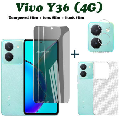 Vivo Y36แก้วฟิล์มกระจก iPhone X พร้อม Privacy ป้องกันการสอดแนม Vivo Y36 Y02T Y02 Y22S ปกป้องหน้าจอ + ฟิล์มเลนส์ + ฟิล์มด้านหลัง