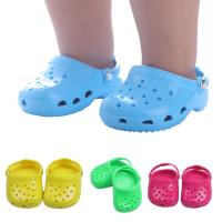 CLEACAGE 1 Pair หลากสี รองเท้าแตะตุ๊กตาผ้า 74.5ซม. เกมแต่งตัวเปลี่ยน Crocs ของขวัญสำหรับเด็ก พร็อพถ่ายรูป รองเท้าแตะขนาดเล็กรองเท้าแตะ สำหรับ 18inch Doll สำหรับตุ๊กตา18นิ้ว