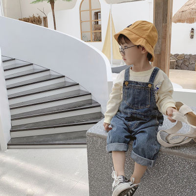 Spring Autumn Korean style baby boys denim loose overalls cute girl kids casual all-match suspender trousers bib pants