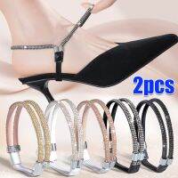 2pcs Women Anti-loose High Heels Elastic Shoe Strap Belt Adjustable with Diamond No Tie Lazy Shoelace Buckle Accessories