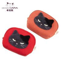 HIKOSEN CARA Kara Cat Little Black Cat Coin Purse Mini Canvas Cartoon Cat Girl Small Coin Headphone Bag 【OCT】