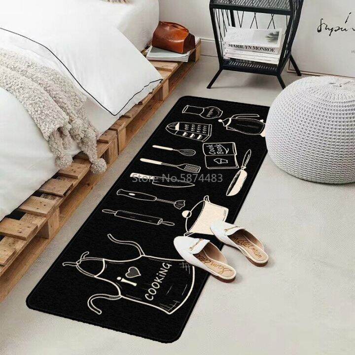 zz-ร้อน-ที่ทันสมัยแฟชั่นรวมกัน-keset-dapur-สีขาวดำที่เรียบง่ายพรมหน้าประตูพรมผืนใหญ่ข้างเตียงยาวห้องนอน