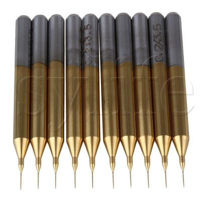 ▨▩ 0.2mm Blade 1/8 quot; Shank Titanium Coated Carbide Micro Drill Bits PCB CNC End Mill Tool Pack of 10