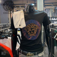 Versaceis ฤดูร้อนเสื้อยืดสบาย ๆ ร้อยชุด Medusa Heavy Industries เจาะร้อนครึ่งแขนด้านบน