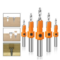 ⚡ COD?【SALE】5Pcs Countersink Routerชุดบิตไม้อุปกรณ์ถอนสกรูหัวสว่านโลหะTaper Holeเจาะไม้