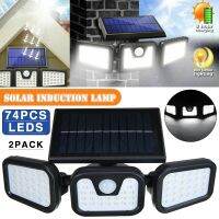 1pc/2pcs Solar Motion Sensor Lights Solar Powered Sensor Wall Light Waterproof Outdoor Street Security 74 LED Wall Lights