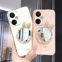 เคส Vivo Y27 4G Y27 5G Y36 4G Y36 5G Y78 5G พร้อมกระจกกุทัณฑ์แต่งหน้า6D หรูหรากรอบสี่เหลี่ยมเคลือบเงาสาวๆเคสมือถือซิลิโคนกันกระแทกฝาหลัง Casing Ponsel