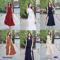 Jumpsuit จั๊มสูทสั้น คอวี แขนกุดซิปซ่อนด้านหลัง TT14668