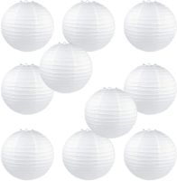 MA1MBB 10Pcs Chinese White Elegant Paper Lantern Birthday Wedding Party Decor DIY Lampion Hanging Ball Festival Supplies