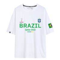 【HOT】2022 World Cup Brazil เสื้อยืดแขนสั้น Neymar Brazil เสื้อผู้ชายและผู้หญิงหลวมผ้าฝ้ายฤดูร้อน100%cotton