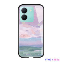 Volans เคสสำหรับ Vivo Y36 Y36 5G กระจกเทมเปอร์เคสประกบหลังแบบแข็งเคสมันวาวลายทุ่งหญ้าสวยงามเก๋ไก๋