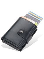 Gebwolf RFID Blocking ID Credit Card Holder Case Wallet Leather High Quality Aluminum Slim Mini Small Money Bag Wallets Purse Card Holders