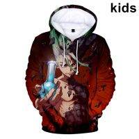 Sudadera con capucha con estampado 3d del dr. STONE para niños y niñas, chaqueta informal de dibujos animados, abrigo, ropa para adolescentes, 2 a 14 años