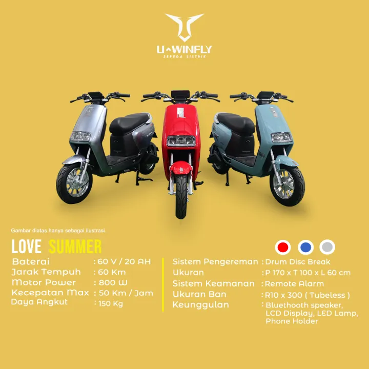 Sepeda Motor Listrik Uwinfly Love Summer Merah Lazada Indonesia