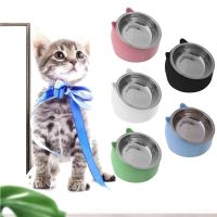 Stainless Steel for Cat Dog Food Bowl 15°Slanted Non-slip Pet Utensils Puppy Feeding Container B03E