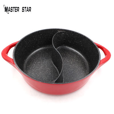 Master Star PFOA Free Dual Purpose Sauce Pot 6.5L Double-Flavor Chinese Hot Pot Non-stick Thicken Multifunction Induction Cooker