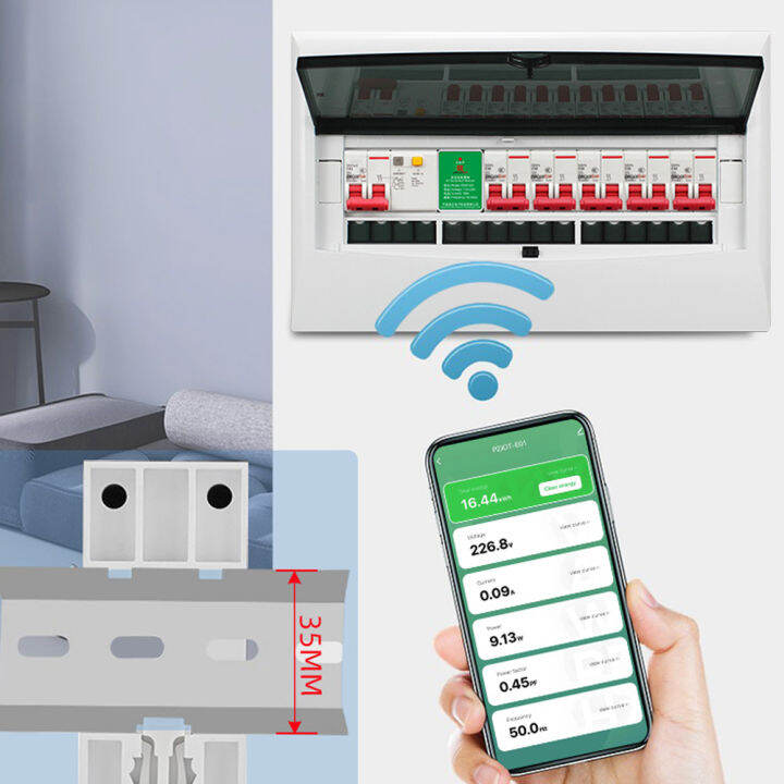 kkmoon-เครื่องวัดไฟฟ้า-wifi-แบบเฟสเดียวอัจฉริยะ35มม-การติดตั้งราง-din-แรงดันไฟฟ้าและมิเตอร์วัดกระแส-bt-การเชื่อมต่อสมาร์ทโฟน-peacefair-tuya-dual-app-ควบคุมจากระยะไกลเข้ากันได้กับระบบ-android-ios