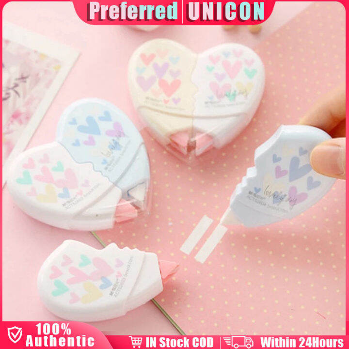 2 In 1 Love Heart Correction Tape 5MM x 10M Kawaii School Students