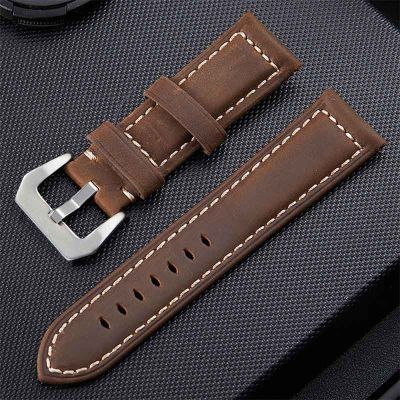 ┋✇☑ Genuine Leather for Panerai Pam111 441 SEIKO TISSOT Watch Bracelet Mens Crazy Horse Leather Watch Strap Accessories 22 24 26mm