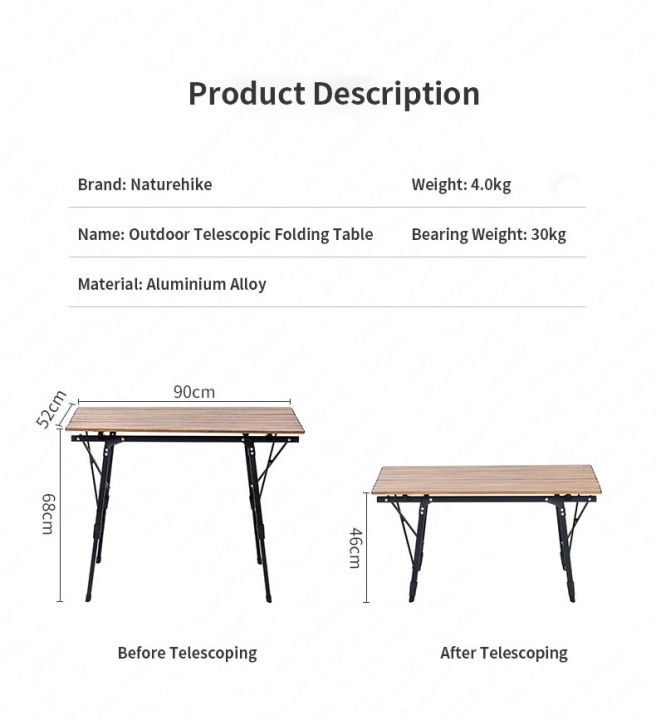 โต๊ะ-ปิคนิก-ปรับความสูงได้-naturehike-mw03-outdoor-folding-table-รับประกันของแท้ศูนย์ไทย